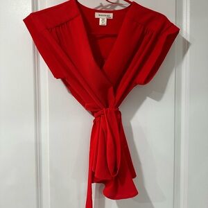 Monteau Red Blouse With Tie. Size S
